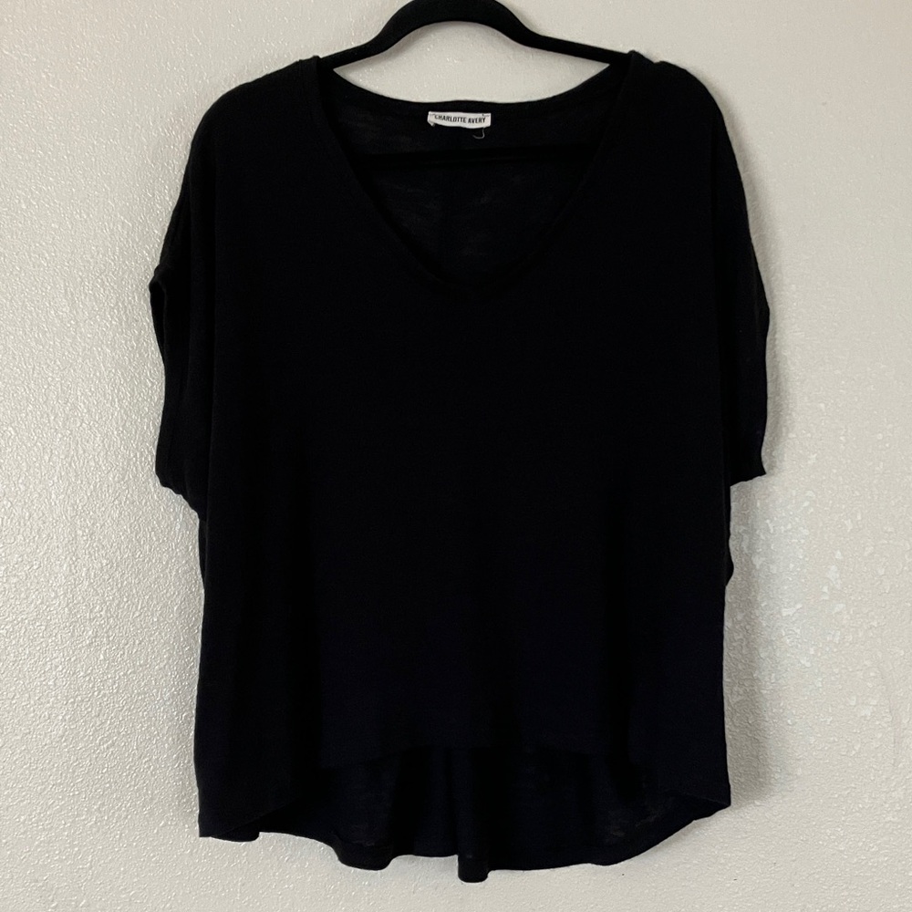 Charlotte Avery Black Knit Oversize Minimalist Top, S